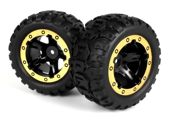 BLACKZON Slyder MT Wheels/Tires Assembled (Black/Gold) i gruppen LEGETØJ, BØRN & BABY / Radiostyrede / Reservedele & Ekstra Tilbehør / Blackzon hos TP E-commerce Nordic AB (C30766)