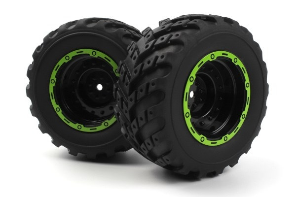 BLACKZON Smyter MT Wheels/Tires Assy (Black/Green/2pcs) i gruppen LEGETØJ, BØRN & BABY / Radiostyrede / Reservedele & Ekstra Tilbehør / Blackzon hos TP E-commerce Nordic AB (C30835)