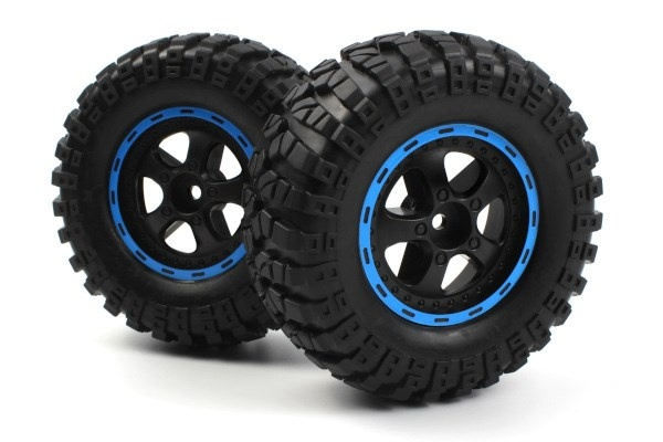 BLACKZON Smyter Desert Wheels/Tires Assembled (Black/Blue/2 i gruppen LEGETØJ, BØRN & BABY / Radiostyrede / Reservedele & Ekstra Tilbehør / Blackzon hos TP E-commerce Nordic AB (C30838)