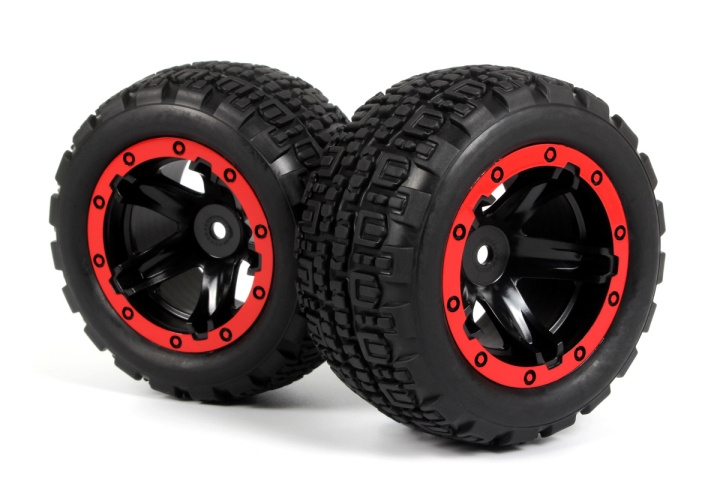 BLACKZON Slyder ST Wheels/Tires Assembled (Black/Red) i gruppen LEGETØJ, BØRN & BABY / Radiostyrede / Reservedele & Ekstra Tilbehør / Blackzon hos TP E-commerce Nordic AB (C30845)