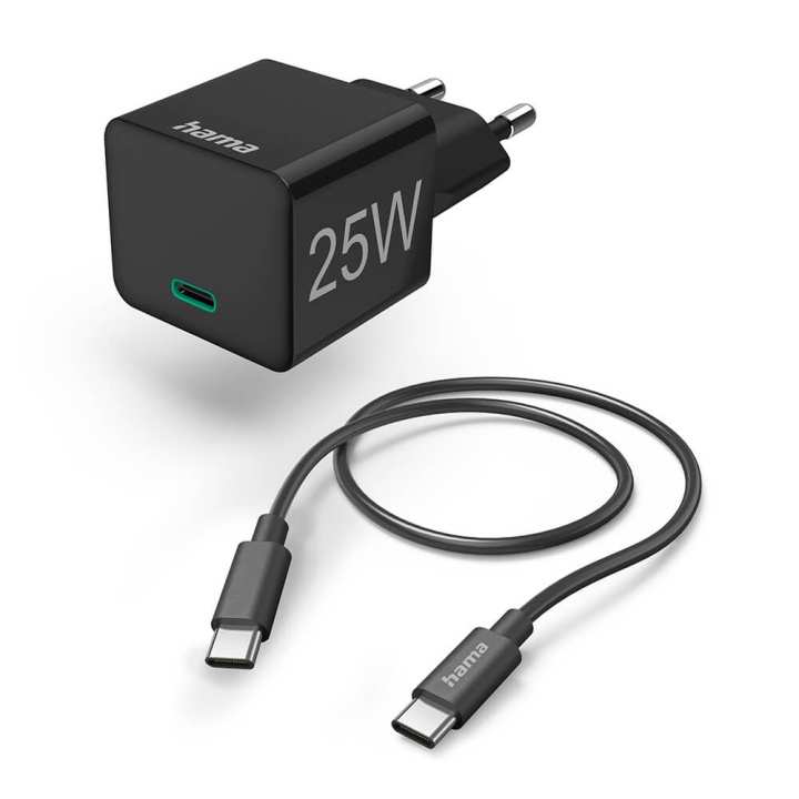 Hama Quick Charger 1x USB-C with Cable 25W PD 1.0m Black i gruppen COMPUTERTILBEHØR / Kabler og adaptere / USB / USB-C hos TP E-commerce Nordic AB (C30915)