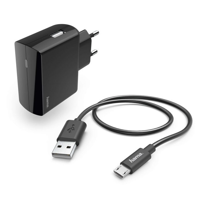 HAMA Lader 220V Micro-USB Kit 2.4A Sort i gruppen SMARTPHONES & TABLETS / Opladere og kabler / Vægoplader / Vægoplader microUSB hos TP E-commerce Nordic AB (C30949)