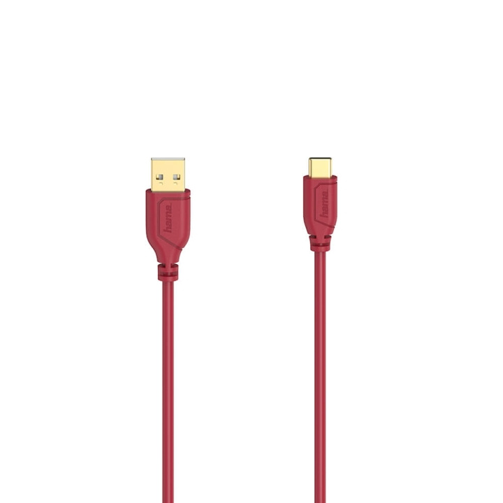 Hama Kabel USB-C Flexi-Slim USB-A-USB-C Guld Rød 0,75m i gruppen COMPUTERTILBEHØR / Kabler og adaptere / USB / USB-C hos TP E-commerce Nordic AB (C30970)