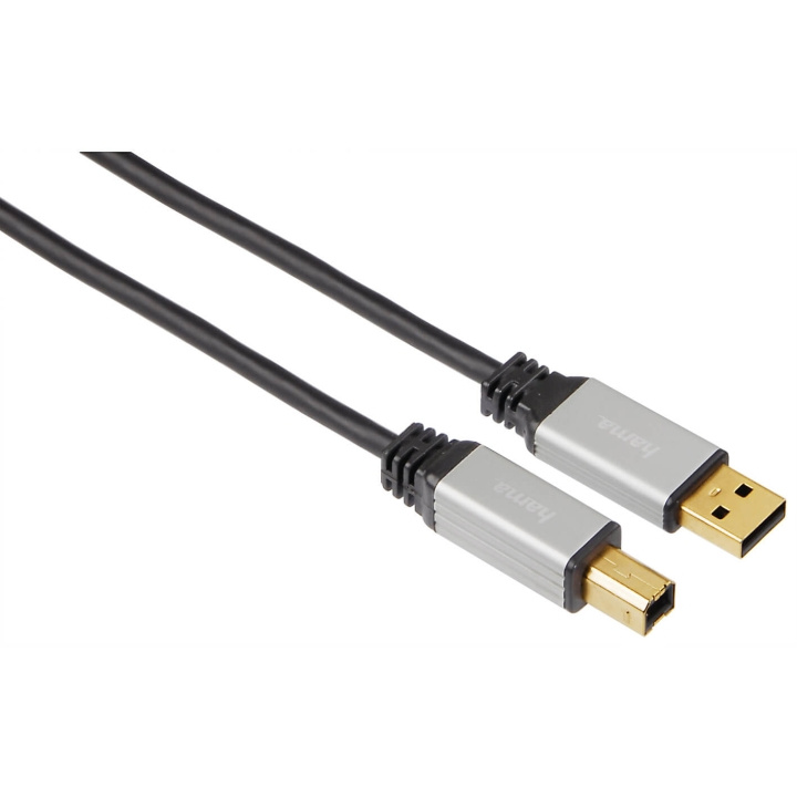 HAMA USB 2.0 Kabel A-B 5,0m Sort Metal Guldbelagt PC i gruppen COMPUTERTILBEHØR / Kabler og adaptere / USB / USB-A / Kabler hos TP E-commerce Nordic AB (C31122)