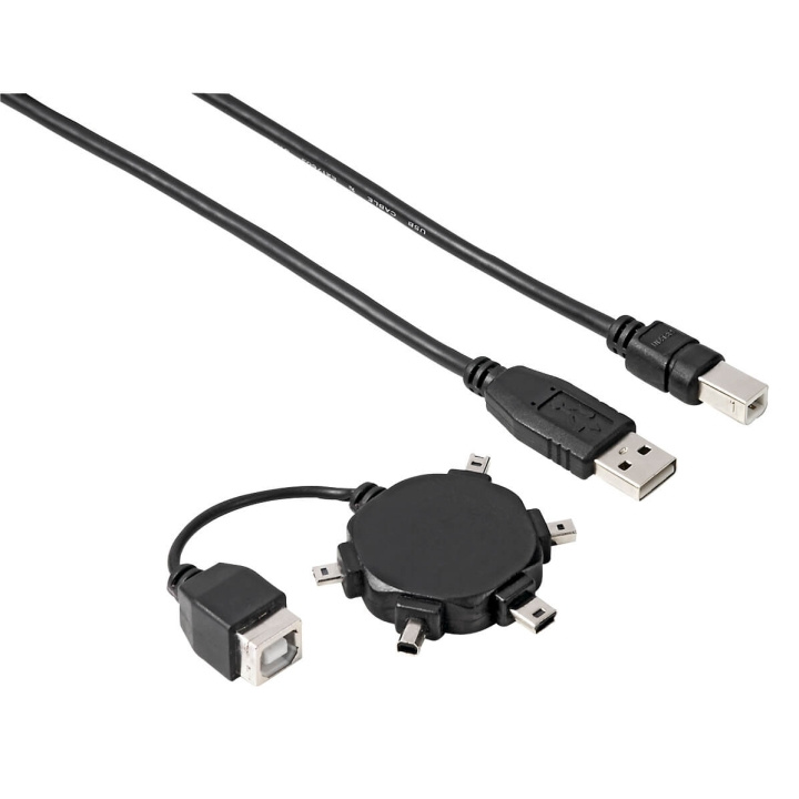 Hama Kabel USB A-B Inkl 5x Adapter Svart 0.5m i gruppen COMPUTERTILBEHØR / Kabler og adaptere / USB / USB-A / Adaptere hos TP E-commerce Nordic AB (C31158)