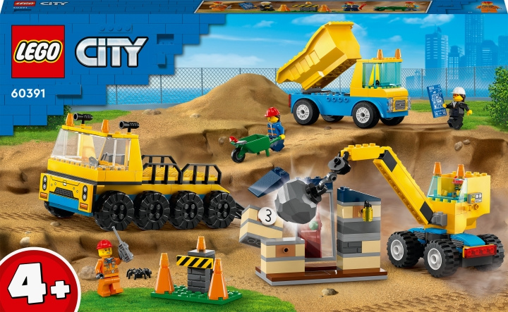 LEGO City Great Vehicles 60391 - Construction Trucks and Wrecking Ball Crane i gruppen LEGETØJ, BØRN & BABY / Legetøj / Bygge legesager / Lego hos TP E-commerce Nordic AB (C32797)
