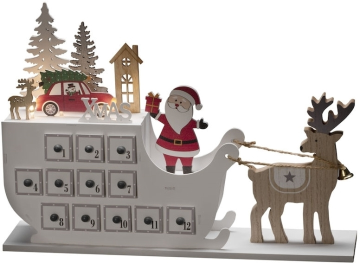 Konstsmide julkalender bordsdekoration, släde, träsiluett i gruppen LEGETØJ, BØRN & BABY / Legetøj / Advent kalendere hos TP E-commerce Nordic AB (C32950)