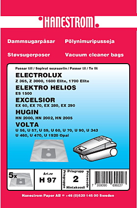 hanestroem Dammsugarpåsar Hanestrom Electrolux Z 365 i gruppen HJEM, HUS & HAVE / Rengøringsmidler / Støvsugere og tilbehør / Tilbehør / Støvsugerposer hos TP E-commerce Nordic AB (C33201)