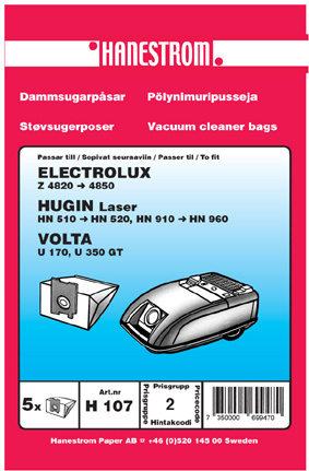 hanestroem Dammsugarpåsar Hanestrom Hugin Laser i gruppen HJEM, HUS & HAVE / Rengøringsmidler / Støvsugere og tilbehør / Tilbehør / Støvsugerposer hos TP E-commerce Nordic AB (C33202)