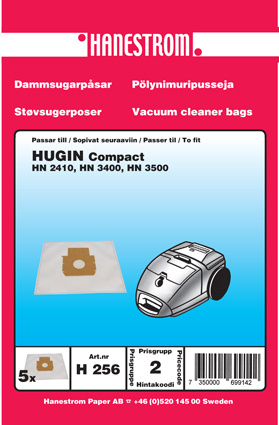 hanestroem Dammsugarpåsar Hanestrom Hugin Compact 2410. 3400.3500 i gruppen HJEM, HUS & HAVE / Rengøringsmidler / Støvsugere og tilbehør / Tilbehør / Støvsugerposer hos TP E-commerce Nordic AB (C33207)