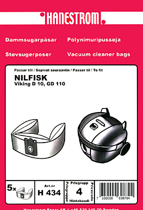 hanestroem Dammsugarpåsar Hanestrom Nilfisk Viking D10.GD110. 5P i gruppen HJEM, HUS & HAVE / Rengøringsmidler / Støvsugere og tilbehør / Tilbehør / Støvsugerposer hos TP E-commerce Nordic AB (C33211)