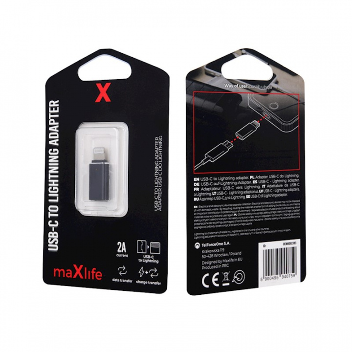 Maxlife USB-C til Lightning-adapter i gruppen SMARTPHONES & TABLETS / Opladere og kabler / Adaptere hos TP E-commerce Nordic AB (C33681)
