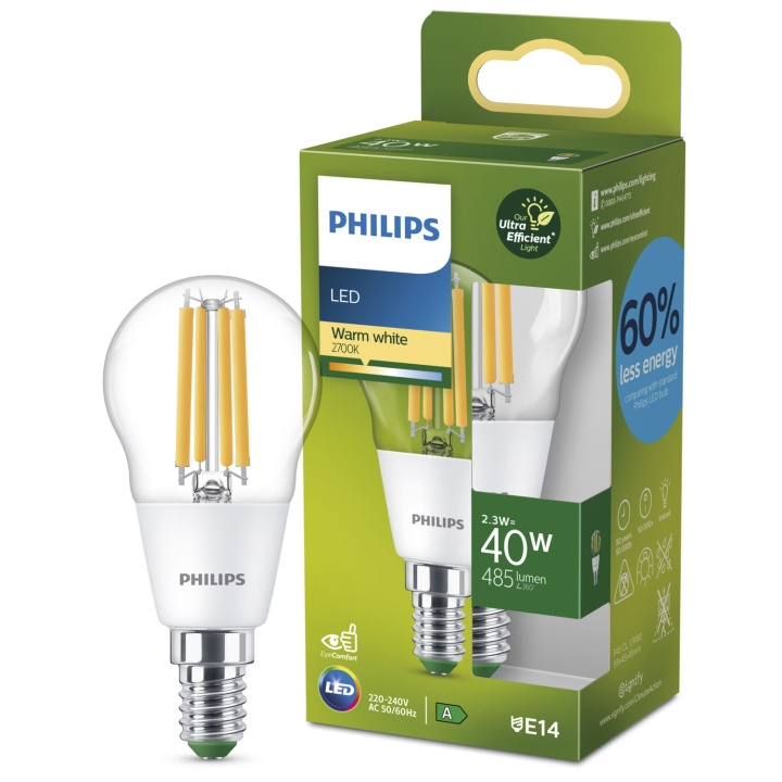 Philips LED E14 P45 Klot 2,3W (40W) Klar 485lm 2700K Energiklass A i gruppen HJEMMEELEKTRONIK / Lys / LED lamper hos TP E-commerce Nordic AB (C33741)