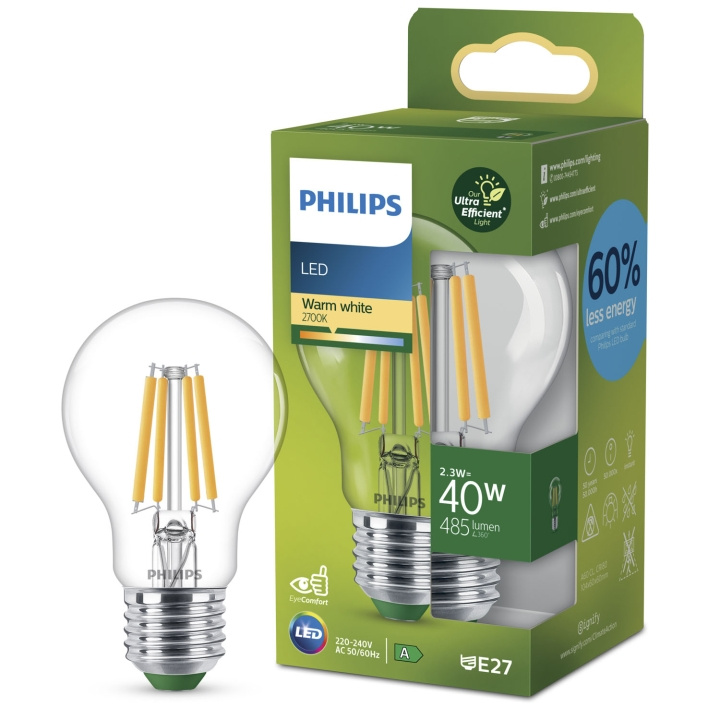 Philips LED E27 Normal 2,3W (40W) Klar 485lm 2700K Energiklass A i gruppen HJEMMEELEKTRONIK / Lys / LED lamper hos TP E-commerce Nordic AB (C33743)