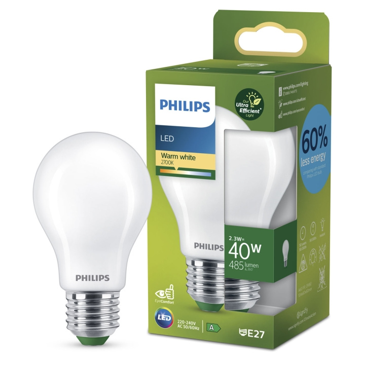 Philips LED E27 Normal 2,3W (40W) Frostad 485lm 2700K Energiklass A i gruppen HJEMMEELEKTRONIK / Lys / LED lamper hos TP E-commerce Nordic AB (C33746)