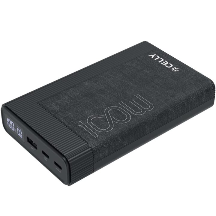 Celly Powerbank PD 100W 20.000 mAh Svart i gruppen SMARTPHONES & TABLETS / Opladere og kabler / Powerbanks hos TP E-commerce Nordic AB (C33773)