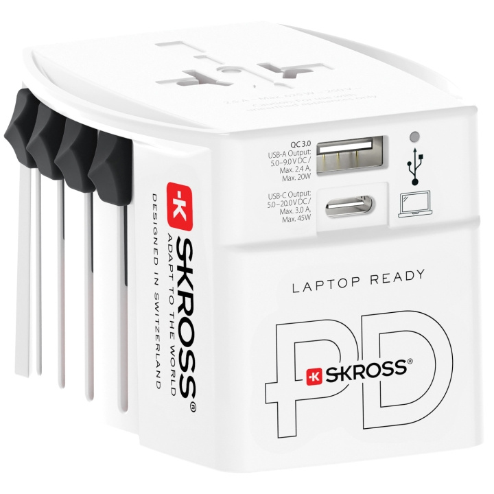 SKROSS World Adapter MUV 1xUSB-C PD 1xUSB-A 45W i gruppen HJEM, HUS & HAVE / Elektricitet & Belysning / Rejseadaptere hos TP E-commerce Nordic AB (C33814)