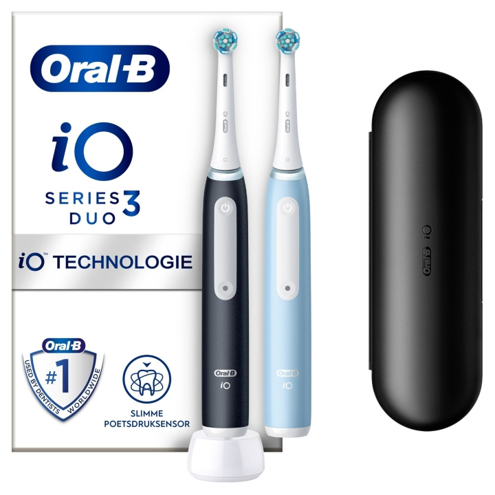 Oral B Eltandborste iO3 Duo Matt Black / Ice Blue i gruppen SKØNHED & HELSE / Oral pleje / Elektriske tandbørster hos TP E-commerce Nordic AB (C33865)