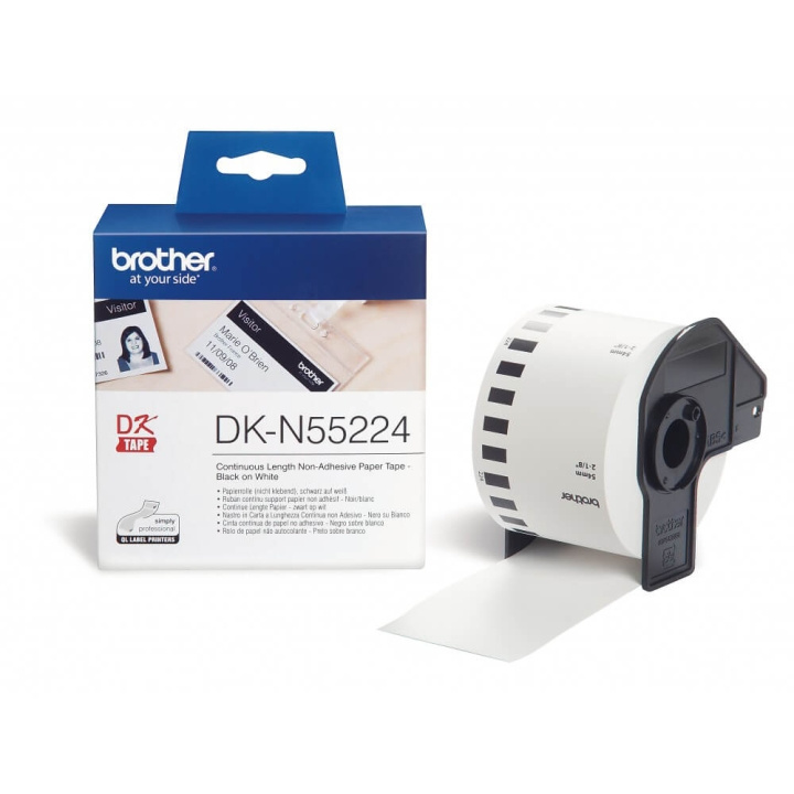 Brother Tape DK-N55224 54mm Svart på Vit i gruppen COMPUTERTILBEHØR / Printere og tilbehør / Printere / Labelmaskiner og tilbehør / Etiketter hos TP E-commerce Nordic AB (C34690)