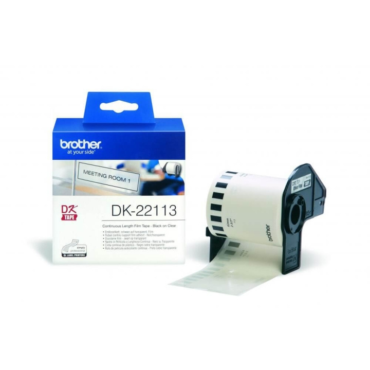 Brother Tape DK22113 62mm Sort på Transparent i gruppen COMPUTERTILBEHØR / Printere og tilbehør / Printere / Labelmaskiner og tilbehør / Etiketter hos TP E-commerce Nordic AB (C34692)