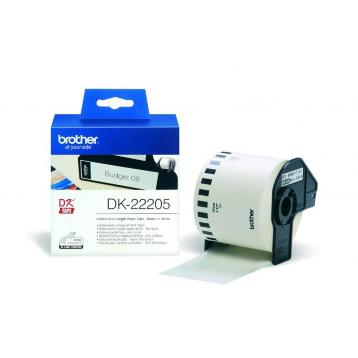 Brother Tape DK22205 62mm Sort på Hvid i gruppen COMPUTERTILBEHØR / Printere og tilbehør / Printere / Labelmaskiner og tilbehør / Etiketter hos TP E-commerce Nordic AB (C34693)