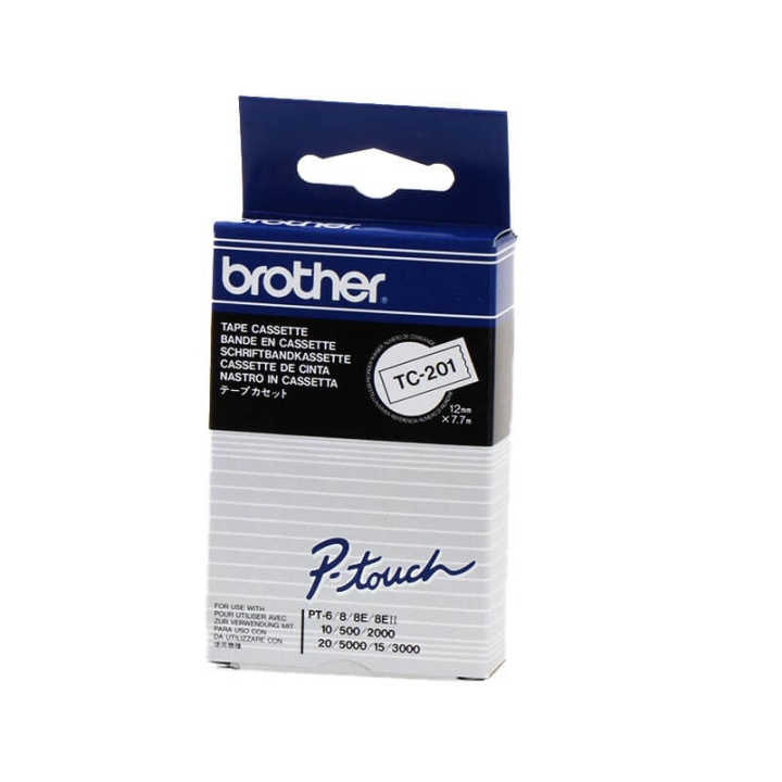 Brother Tape TC-201 12mm Svart på Vit i gruppen COMPUTERTILBEHØR / Printere og tilbehør / Printere / Labelmaskiner og tilbehør / Tape hos TP E-commerce Nordic AB (C34708)