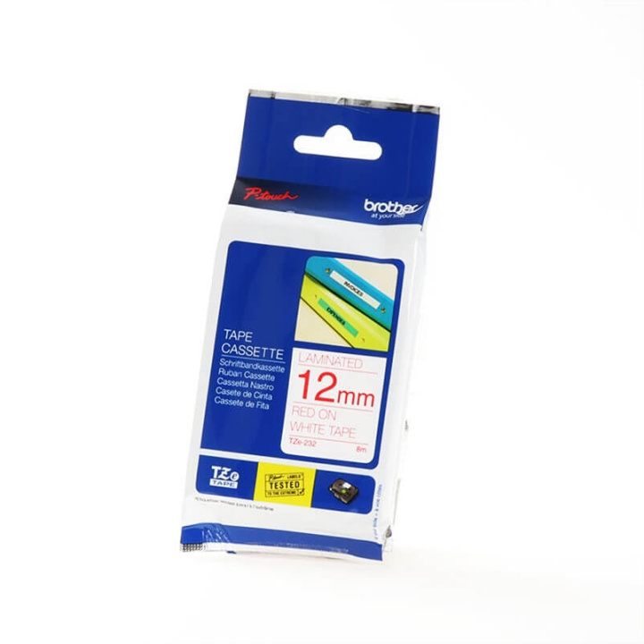 Brother Tape TZE-232 12mm Röd på Vit i gruppen COMPUTERTILBEHØR / Printere og tilbehør / Printere / Labelmaskiner og tilbehør / Tape hos TP E-commerce Nordic AB (C34726)