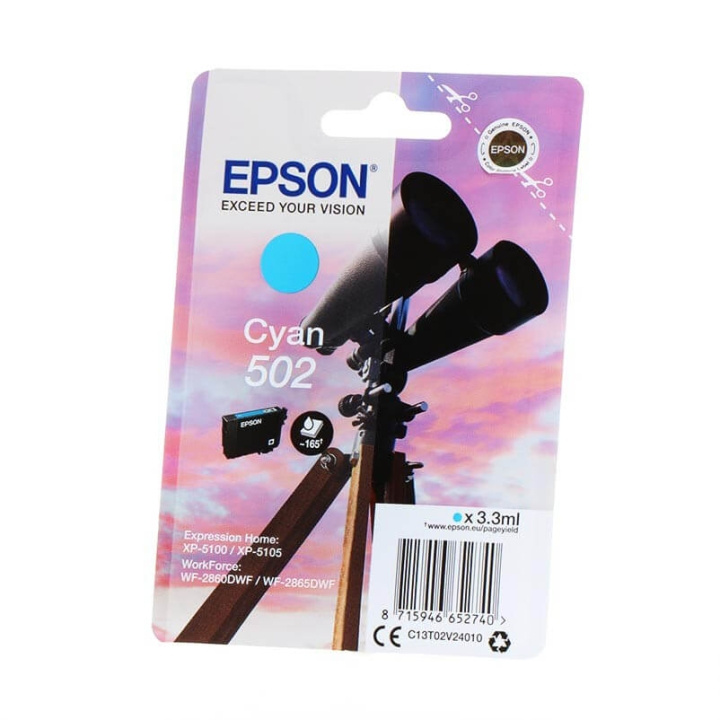 EPSON Blæk C13T02V24010 502 Binoculars Cyan i gruppen COMPUTERTILBEHØR / Printere og tilbehør / Blæk og toner / Blækpatroner / Epson hos TP E-commerce Nordic AB (C34812)