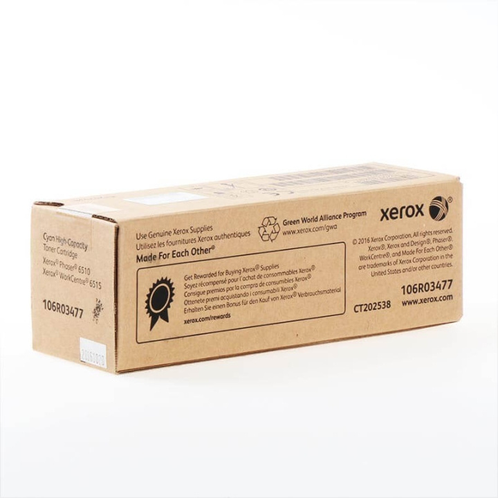 Xerox Toner 106R03477 Cyan High Capacity i gruppen COMPUTERTILBEHØR / Printere og tilbehør / Blæk og toner / Toner / Xerox hos TP E-commerce Nordic AB (C35125)