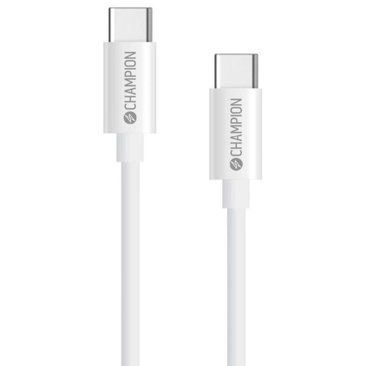 Champion USB-C Kabel 60W 1m Vit i gruppen SMARTPHONES & TABLETS / Opladere og kabler / Kabler / Kabler Type C hos TP E-commerce Nordic AB (C35386)