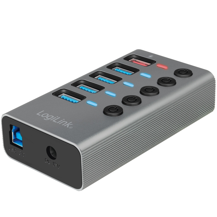 LogiLink USB-hub 4+1-port med separata På/Av-knappar USB 3.2 Gen 1 i gruppen COMPUTERTILBEHØR / Computer Tilbehør / USB-hubs hos TP E-commerce Nordic AB (C35394)