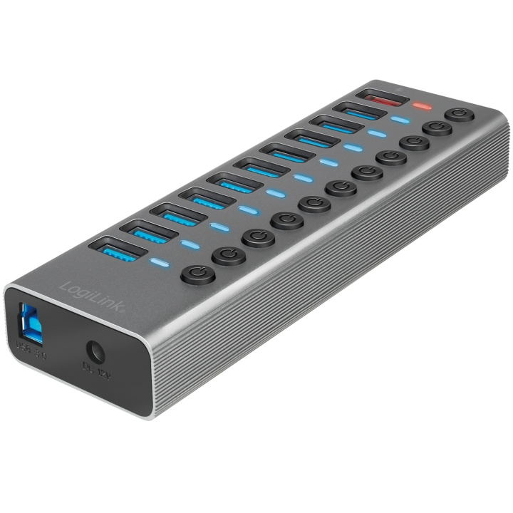 LogiLink USB-hub 10+1-port med separata På/Av-knappar USB 3.2 Gen 1 i gruppen COMPUTERTILBEHØR / Computer Tilbehør / USB-hubs hos TP E-commerce Nordic AB (C35395)