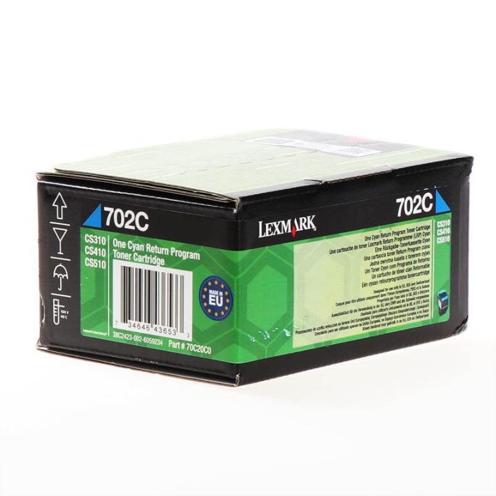 Lexmark Toner 70C20C0 702 Cyan Return i gruppen COMPUTERTILBEHØR / Printere og tilbehør / Blæk og toner / Toner / Lexmark hos TP E-commerce Nordic AB (C36689)