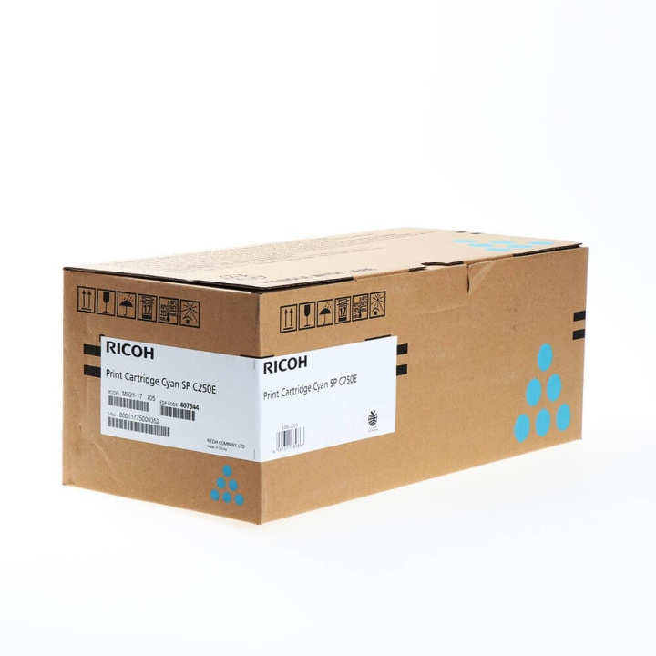 Ricoh Toner 407544 SP C250E Cyan i gruppen COMPUTERTILBEHØR / Printere og tilbehør / Blæk og toner / Toner / Ricoh hos TP E-commerce Nordic AB (C36964)