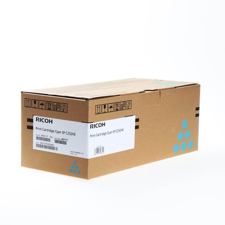 Ricoh Toner 407717 SP C252HE Cyan i gruppen COMPUTERTILBEHØR / Printere og tilbehør / Blæk og toner / Toner / Ricoh hos TP E-commerce Nordic AB (C37091)