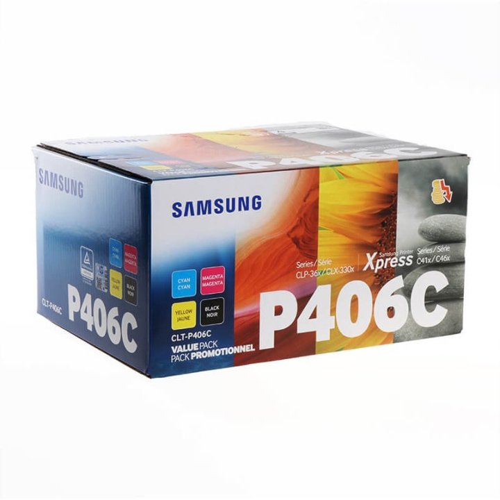 Samsung Toner Multipak SU375A CLT-P406C Sort Cyan Magenta Gul i gruppen COMPUTERTILBEHØR / Printere og tilbehør / Blæk og toner / Toner / Samsung hos TP E-commerce Nordic AB (C37210)