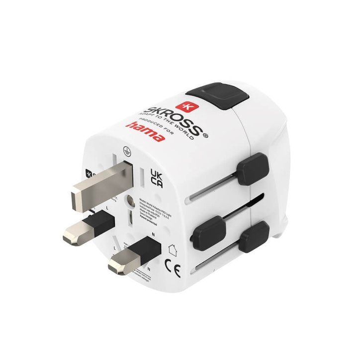 Hama Rejseadapter Verden Pro Light 3-ben i gruppen HJEM, HUS & HAVE / Elektricitet & Belysning / Rejseadaptere hos TP E-commerce Nordic AB (C38373)