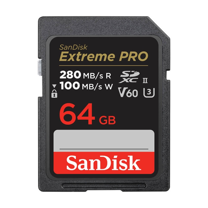 SanDisk Extreme Pro 64GB 280MB/s V60 C10 UHS-II i gruppen HJEMMEELEKTRONIK / Lagringsmedier / Hukommelseskort / SD/SDHC/SDXC hos TP E-commerce Nordic AB (C38406)