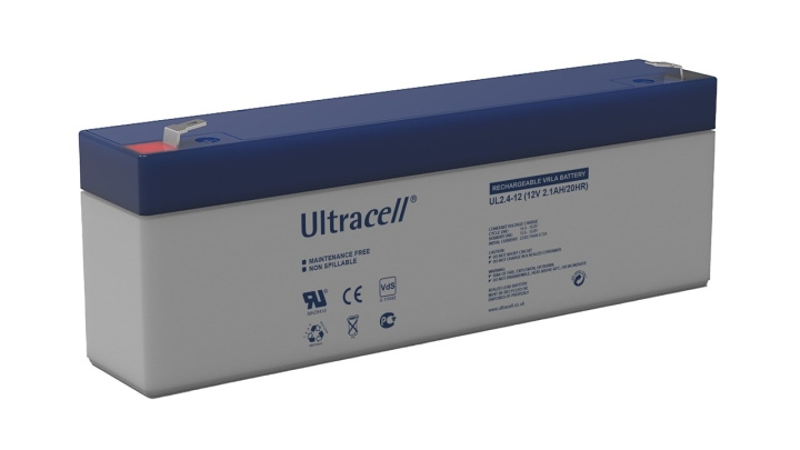 Ultracell Blybatteri 12 V, 2,1 Ah (UL2.4-12) Faston (4.8mm) Blybatteri, VdS i gruppen HJEMMEELEKTRONIK / Batterier og opladere / Genopladelige batterier / Blybatterier hos TP E-commerce Nordic AB (C38839)