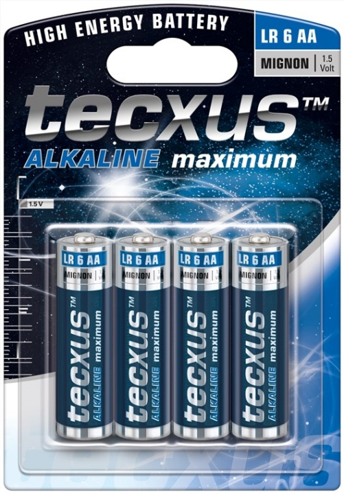 tecxus LR6/AA (Mignon) batteri, 4 stk. blister alkaline mangan batteri, 1,5 V i gruppen HJEMMEELEKTRONIK / Batterier og opladere / Batterier / AA hos TP E-commerce Nordic AB (C38846)
