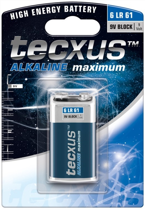 tecxus 6LR61/6LP3146/9 V Block batteri, 1 stk. blister alkaline mangan batteri, 9 V i gruppen HJEMMEELEKTRONIK / Batterier og opladere / Batterier / 9V hos TP E-commerce Nordic AB (C38849)