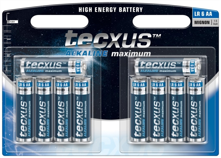 tecxus LR6/AA (Mignon) batteri, 10 stk. blister alkaline mangan batteri, 1,5 V i gruppen HJEMMEELEKTRONIK / Batterier og opladere / Batterier / AA hos TP E-commerce Nordic AB (C38851)