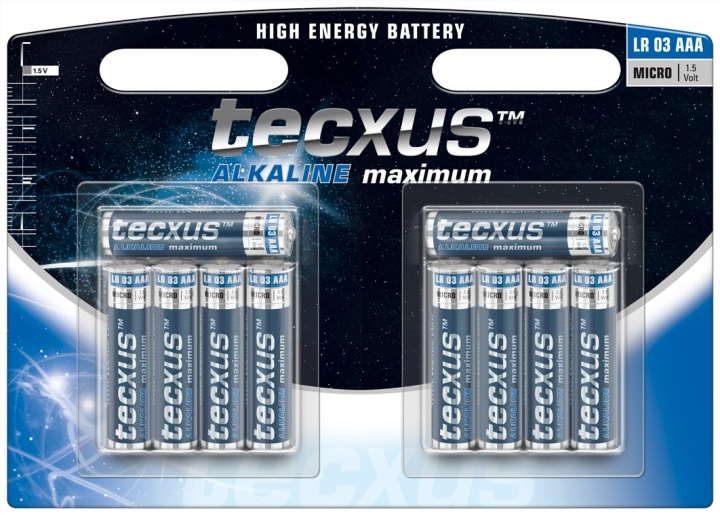 tecxus LR03/AAA (Micro) batteri, 10 stk. blister alkaline mangan batteri, 1,5 V i gruppen HJEMMEELEKTRONIK / Batterier og opladere / Batterier / AAA hos TP E-commerce Nordic AB (C38852)