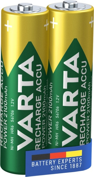 Varta AA (Mignon)/HR6 (56706) genopladeligt batteri - 2100 mAh, 2 stk. blister Low-selvafladning NiMH batteri (Klar-til-brug), 1,2 V i gruppen HJEMMEELEKTRONIK / Batterier og opladere / Genopladelige batterier / AA hos TP E-commerce Nordic AB (C38901)