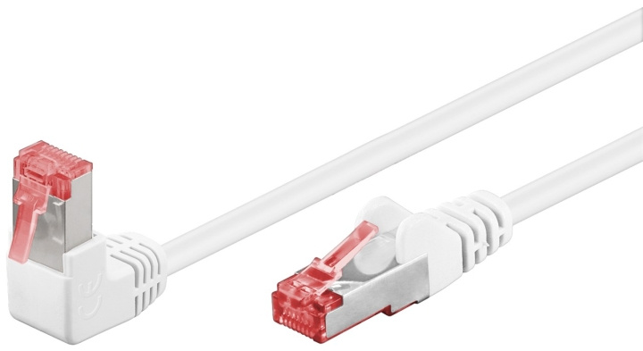 Goobay Netværkskabel CAT 6 vinklet 1x 90°, S/FTP (PiMF), hvid, 0,5 m kobberleder (CU), halogenfri kabelkappe (LSZH), snaplås på toppen i gruppen COMPUTERTILBEHØR / Kabler og adaptere / Netværkskabler / Cat6 hos TP E-commerce Nordic AB (C39030)