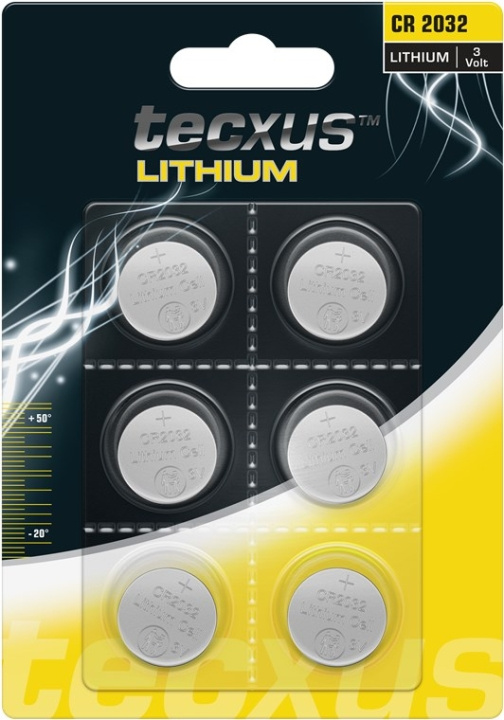 tecxus CR2032 batteri, 6 stk. i blister Lithium-knapcelle, 3 V i gruppen HJEMMEELEKTRONIK / Batterier og opladere / Batterier / Knapcelle hos TP E-commerce Nordic AB (C39061)