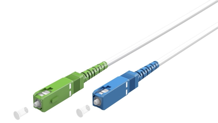 Goobay Lyslederkabel (FTTH), Singlemode (OS2) White, hvid (Simplex), 0,5 m fiberoptisk kabel, stik SC-APC (8°) > SC stik (UPC), halogenfri kabelkappe (LSZH) i gruppen COMPUTERTILBEHØR / Kabler og adaptere / Netværkskabler / Fiberkabling hos TP E-commerce Nordic AB (C39092)