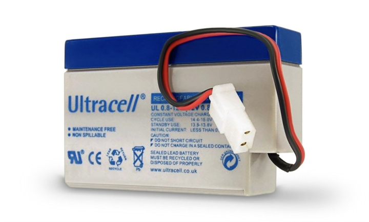 Ultracell Blybatteri 12 V, 0,8 Ah (UL0.8-12) AMP-stik Blybatteri i gruppen HJEMMEELEKTRONIK / Batterier og opladere / Genopladelige batterier / Blybatterier hos TP E-commerce Nordic AB (C39422)
