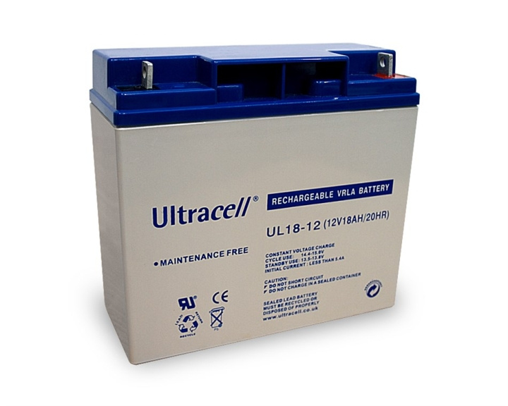 Ultracell Blybatteri 12 V, 18 Ah (UC18-12) Gevind (M5) Blybatteri i gruppen HJEMMEELEKTRONIK / Batterier og opladere / Genopladelige batterier / Blybatterier hos TP E-commerce Nordic AB (C39426)