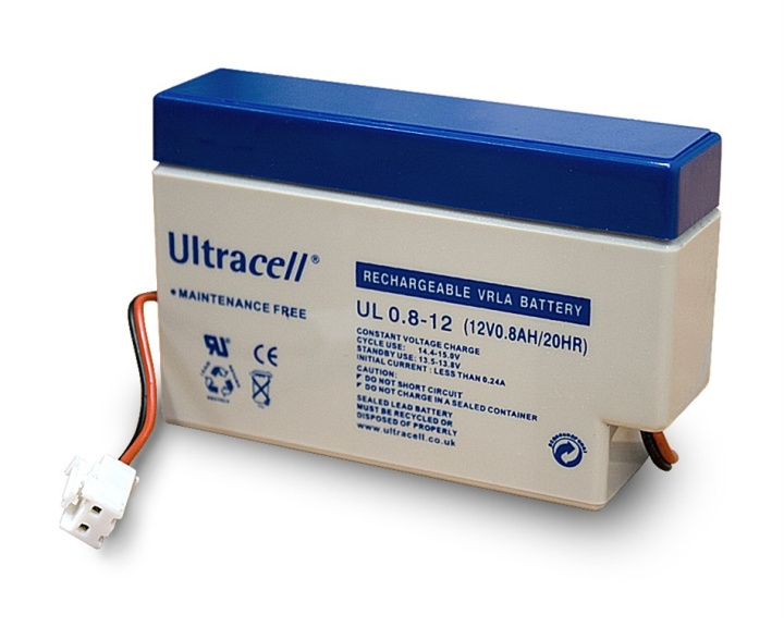 Ultracell Blybatteri 12 V, 0,8 Ah (UL0.8-12) JST stik Blybatteri i gruppen HJEMMEELEKTRONIK / Batterier og opladere / Genopladelige batterier / Blybatterier hos TP E-commerce Nordic AB (C39428)